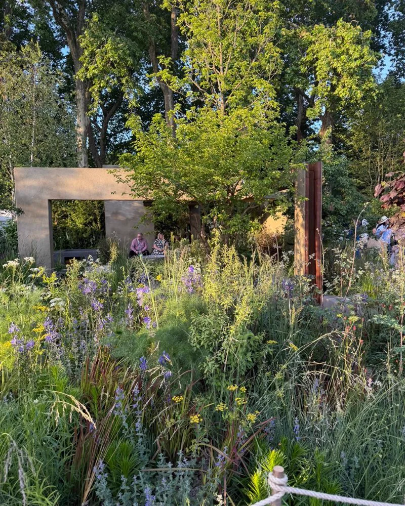 Simon Crowther at the Flood Re Contain the Rain garden at the Chelsea Flower Show