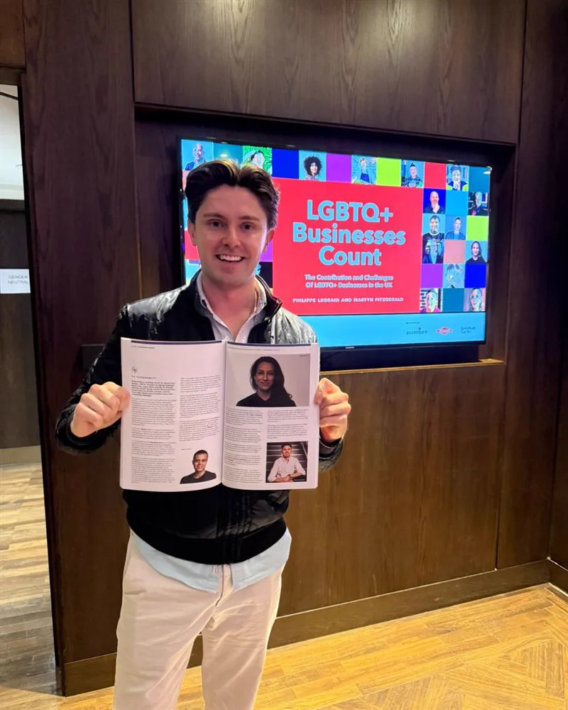 Simon Crowther at a launch celebrating LGBT-led businesses