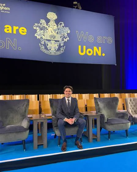 Simon Crowther on stage at the University of Nottingham